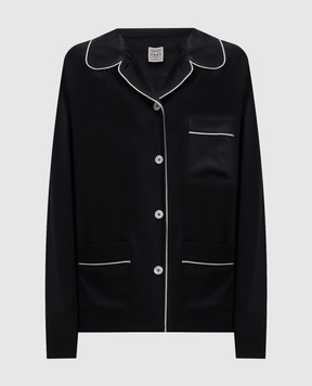 Toteme Black silk blouse in shirt style 263WRT0793FB0693