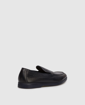 Doucal's Blue leather loafers with logo DU3413NWMAUY054