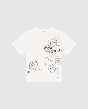 Dolce&Gabbana Children's white T-shirt with branded print L4JTHVG7PZC26