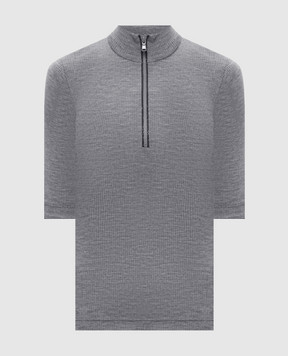 Brunello Cucinelli Gray wool top with monil chain MD998VB714