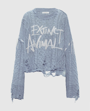 SSHEENA Blue Konfetto sweater with patterned slits 26SSKONFETTOFS26001