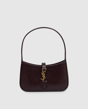 Saint Laurent Burgundy glossy leather bag LE 5À7 with reptile leather embossing 710318EABAN