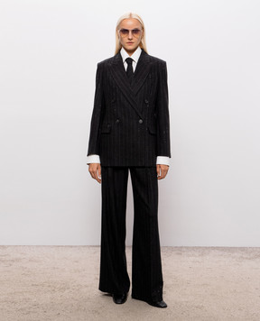Brunello Cucinelli Dark gray striped wool pants MG576P8884