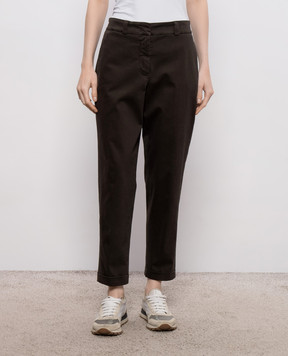 Peserico Brown trousers with lapels A04680T302479