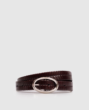Brunello Cucinelli Brown leather braided belt MAUHJ349