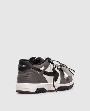 Off-White Out Of Office grey leather sneakers with logo OWIA259C99LEA012