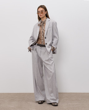 Brunello Cucinelli Gray wool jacket with monil chain MG5497204P