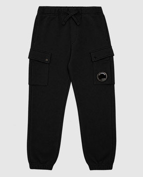 C.P. Company Kids' black joggers with logo patch CNP00ZLCA761014