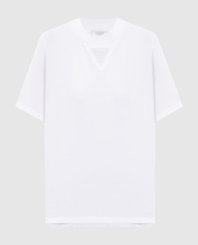 Peserico White T-shirt with a monil chain A06881J00070C