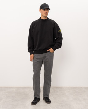 Stone Island Black sweatshirt with logo patch L2S156100053S0458