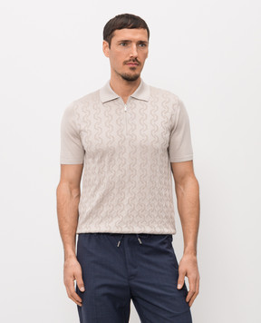 Bertolo Cashmere Gray patterned silk polo shirt 902335002425
