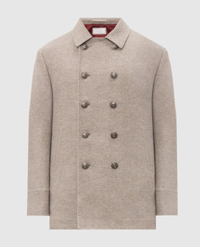 Brunello Cucinelli Gray double-breasted cashmere coat MT4017008K