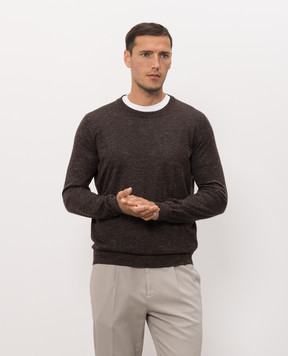 Brunello Cucinelli Brown cashmere, silk and linen jumper MSY00100