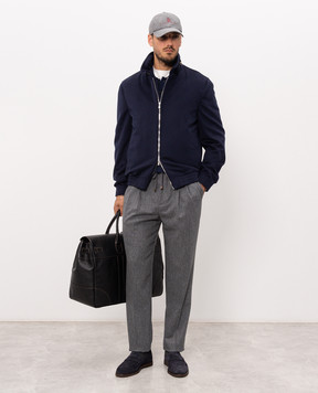 Brunello Cucinelli Blue alpaca and cashmere polo shirt MTF709905