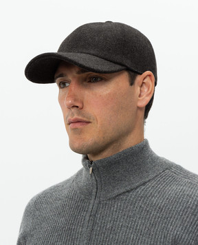 Cashmere&Whiskey Gray wool and cashmere cap 9925001