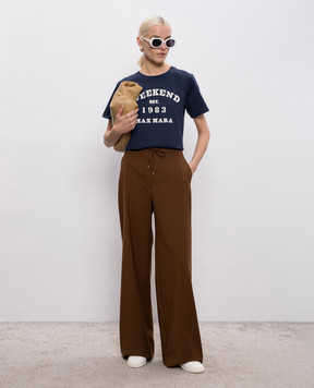 Max Mara Weekend TENUE blue T-shirt with textured logo WKDTENUE