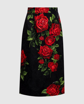 Dolce&Gabbana Black skirt with printed silk F4CS8TFSTB4