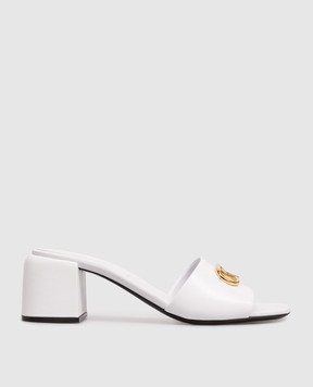 Sergio Rossi Surge white leather mules with textured monogram B11370MMVN13