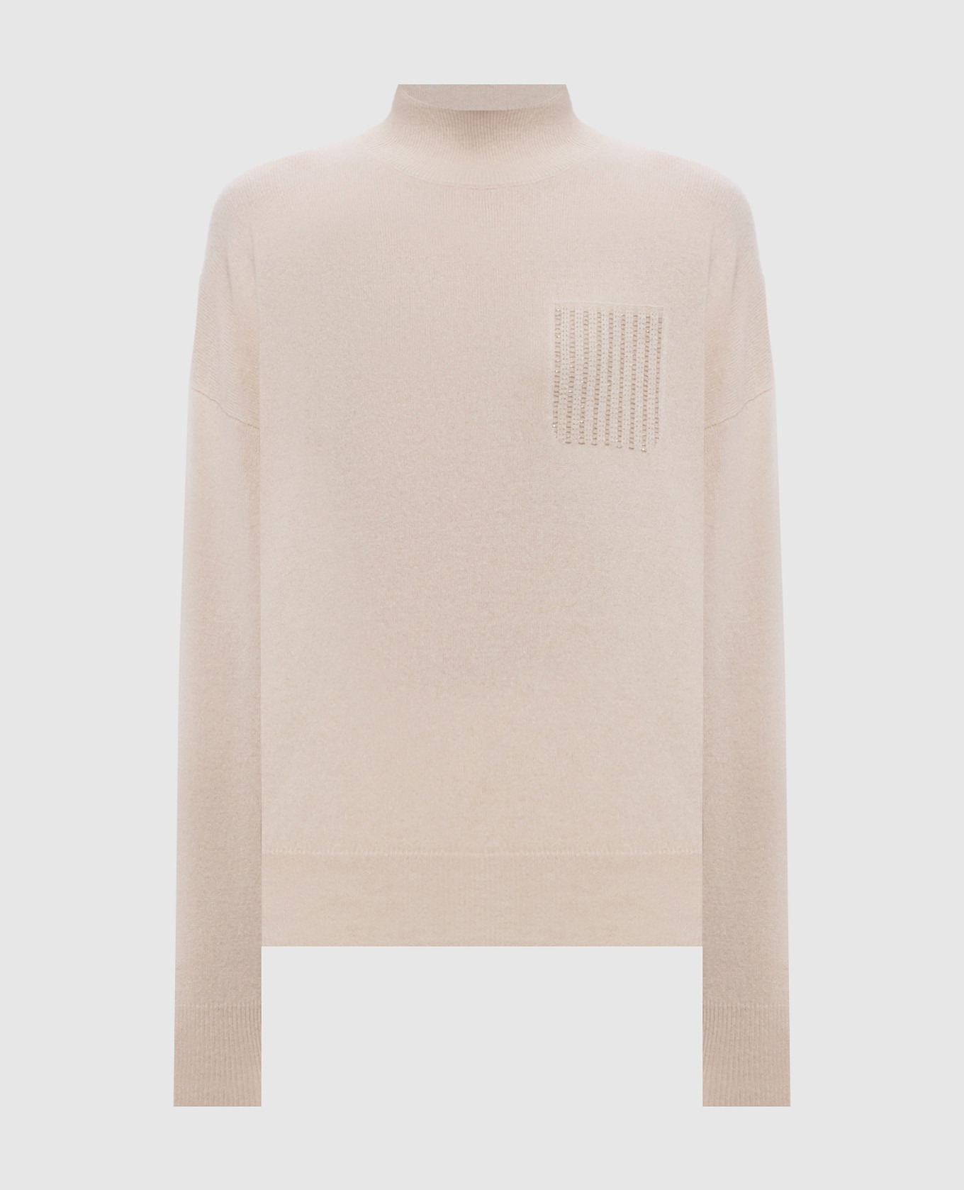 Beige wool, silk and cashmere sweater