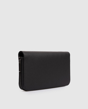 Stefano Ricci Black leather clutch wallet with metal emblem PP312GUMR