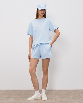 Sporty & Rich NY Crest Disco Blue Shorts SH037710243BL90