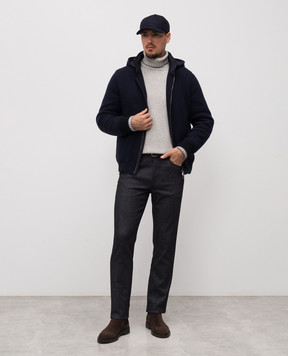 Pini Parma Blue jacket with wool HOODBOMBBL