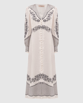 Twinset Ivory polka dot dress with floral print 262TP267B