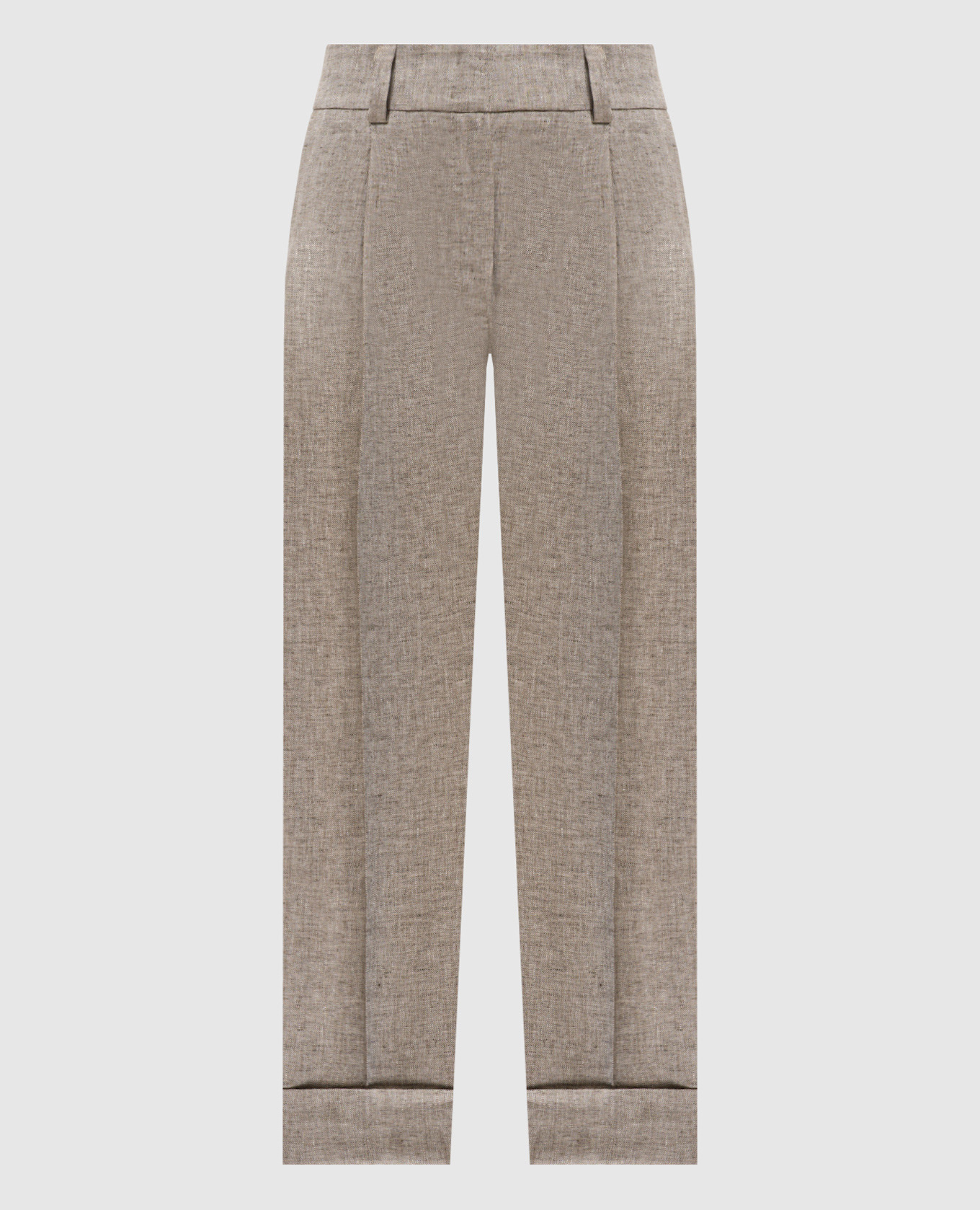 Brown linen trousers with lapels