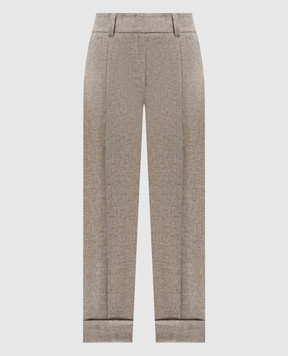 Peserico Brown linen trousers with lapels P04316V02598