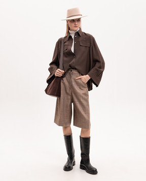 Brunello Cucinelli Brown shirt with wool MP542M1S06