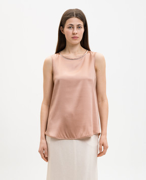 Peserico Pink silk top with monil chain E08893D02372