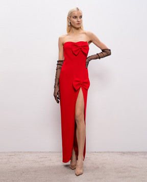 Alessandra Rich Red bustier dress with bows FABX4269F4692