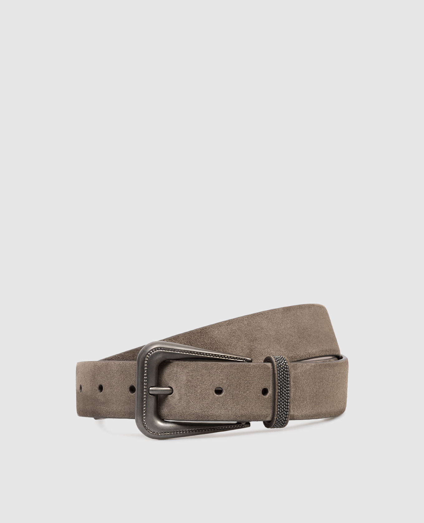 Brown suede belt with monil chain