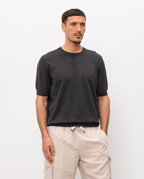 Brunello Cucinelli Grey t-shirt with edging M29805200