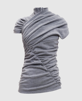 Balmain Grey melange top with wool FF0ALB05JL17
