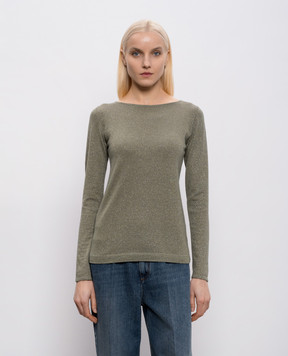 Brunello Cucinelli Khaki cashmere and silk lurex jumper M41800008