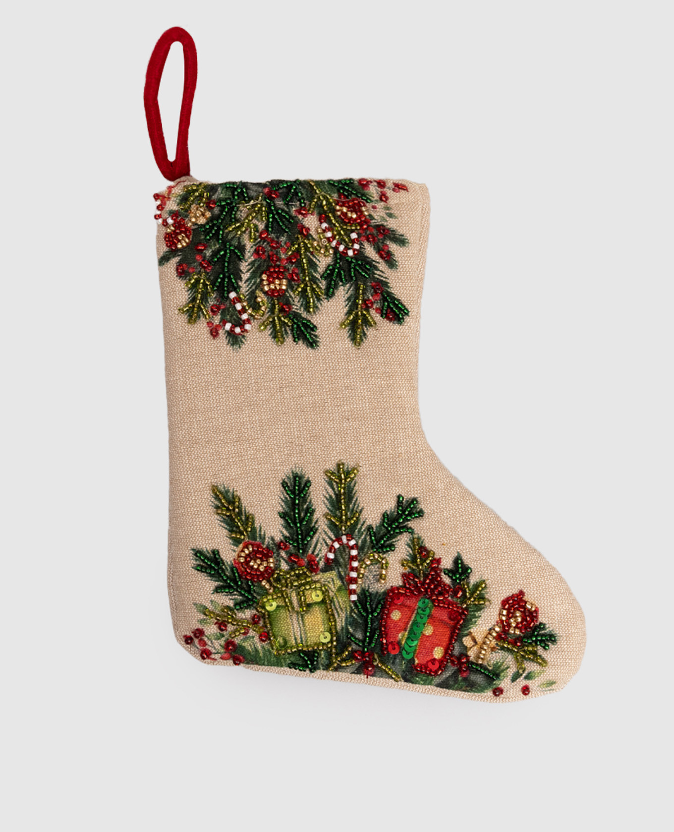 

Christmas Sock Decoration Shishi, Beige