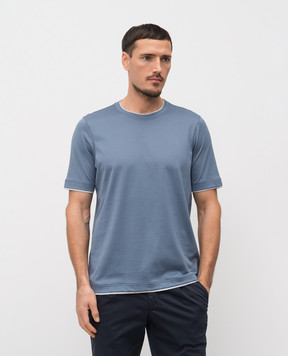 Enrico Mandelli Blue T-shirt with logo 3K050A5684