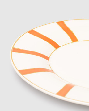 Geminiano Cozzi 1765 White porcelain dinner plate Striche Arancio e Oro TTCMI00289053