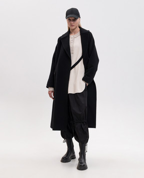 Y`S Yamamoto Black capri pants with drawstrings YVP88002