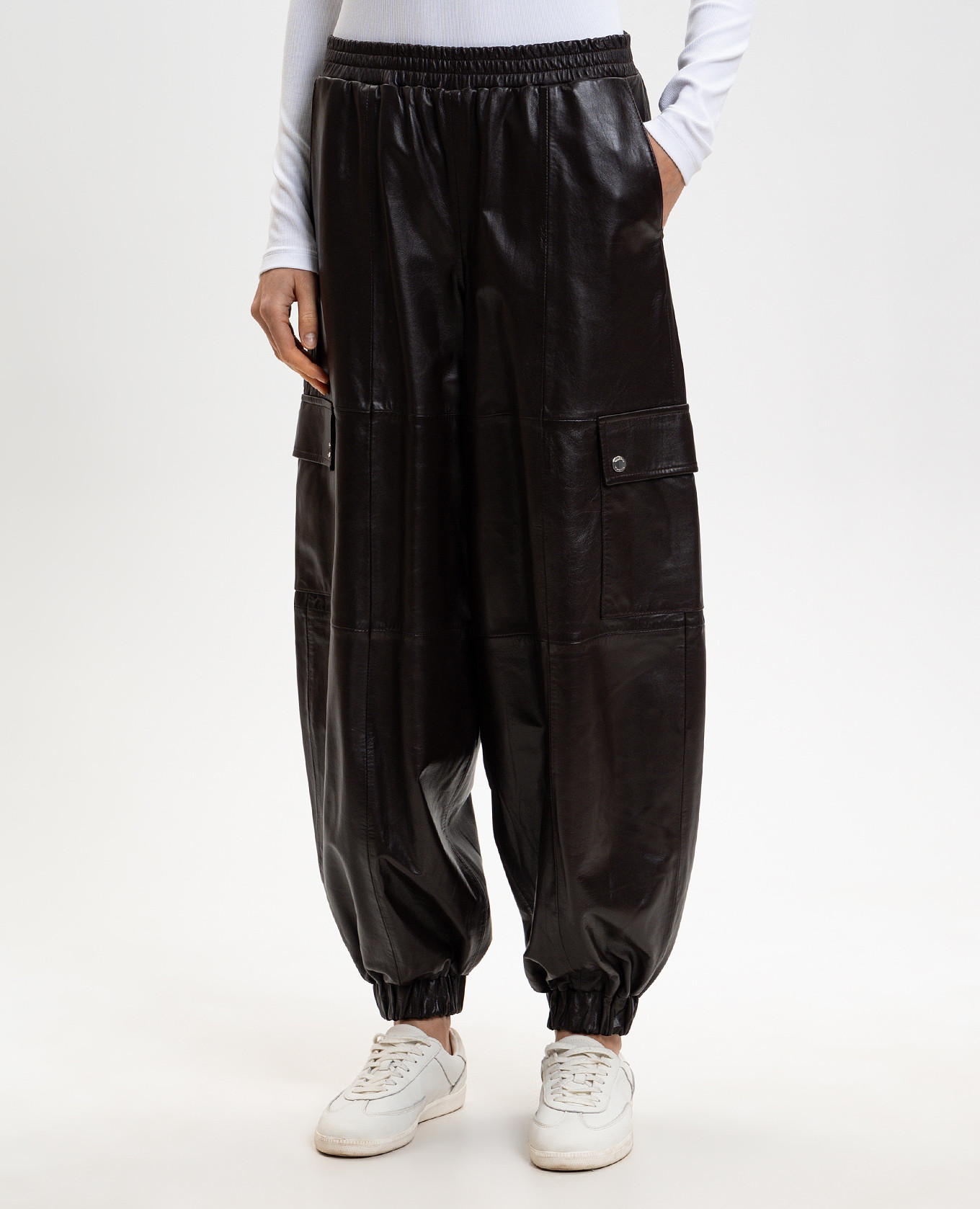 

Brown leather cargo jogger pants Max & Co