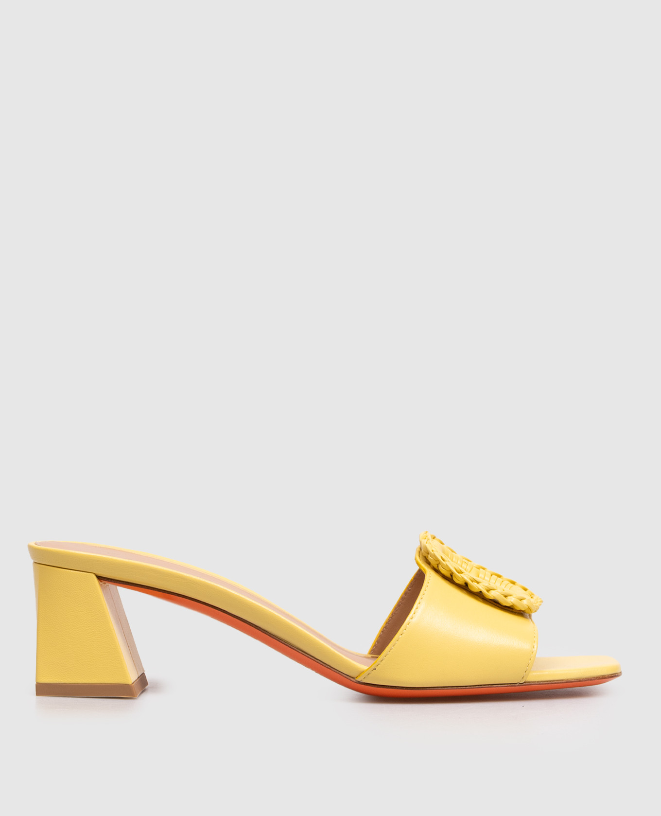 Yellow leather mules with buckle