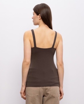 Brunello Cucinelli Brown top with monil chain M0T18BA702