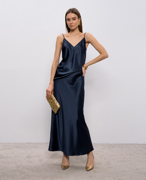 JOSEPH Isaak blue silk midi skirt JF009635