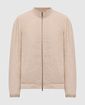 Peserico Beige linen jacket with logo R5227002607