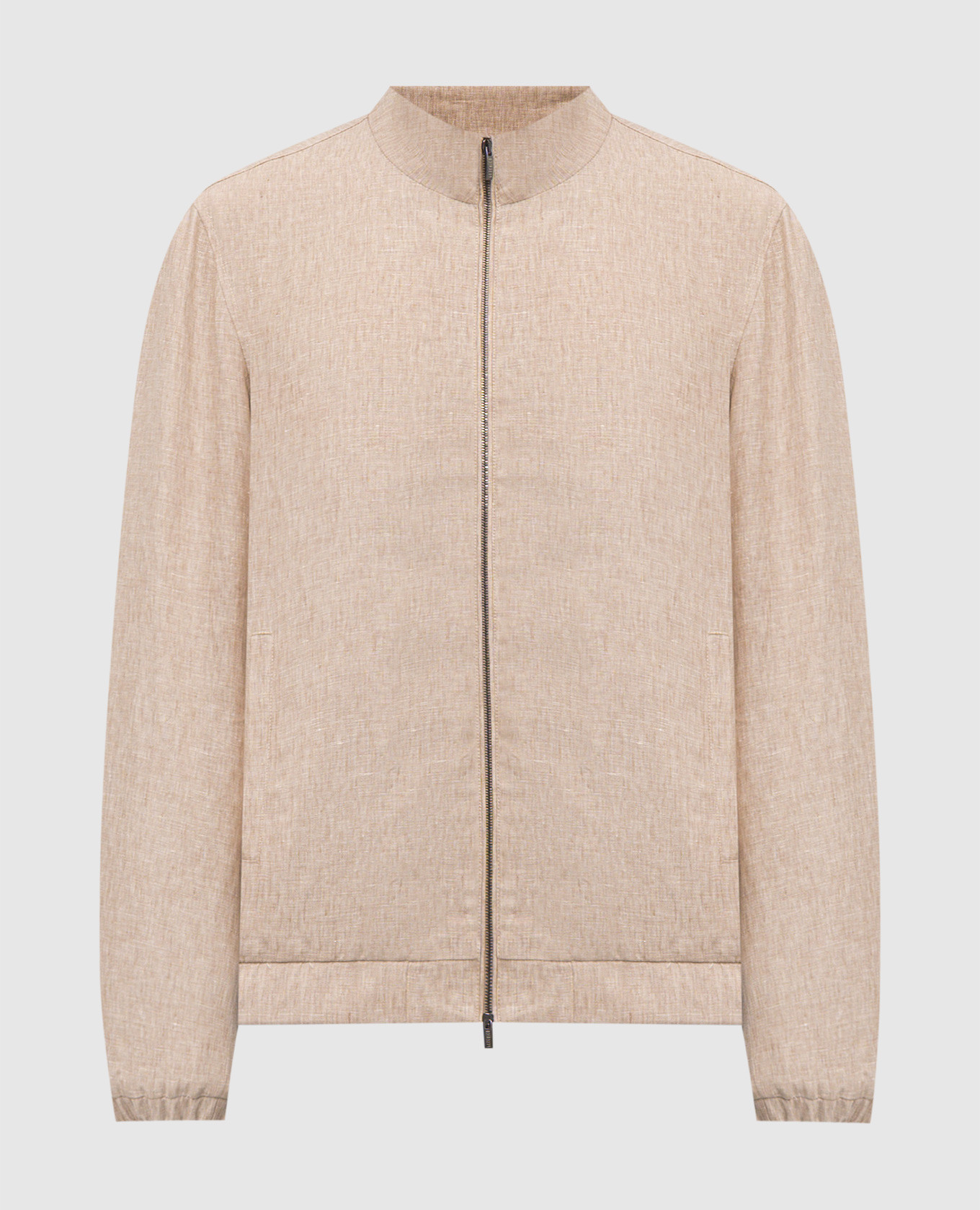 Beige Leinenjacke mit Logo