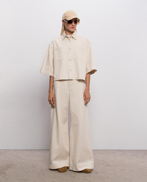 Max Mara Weekend Ivory denim palazzos with logo patch WKDCANNETI