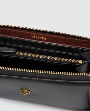 Versace Black leather wallet with textured emblem 10241881A17449