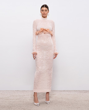 Alessandra Rich Pink lace maxi dress FABX4264P1551