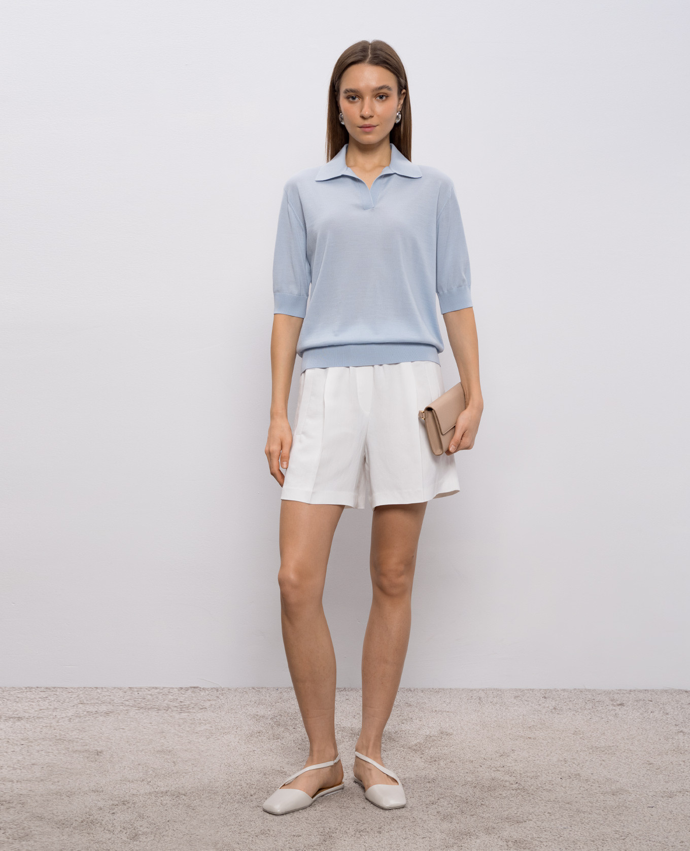 

Blue wool polo shirt Agnona, Light blue